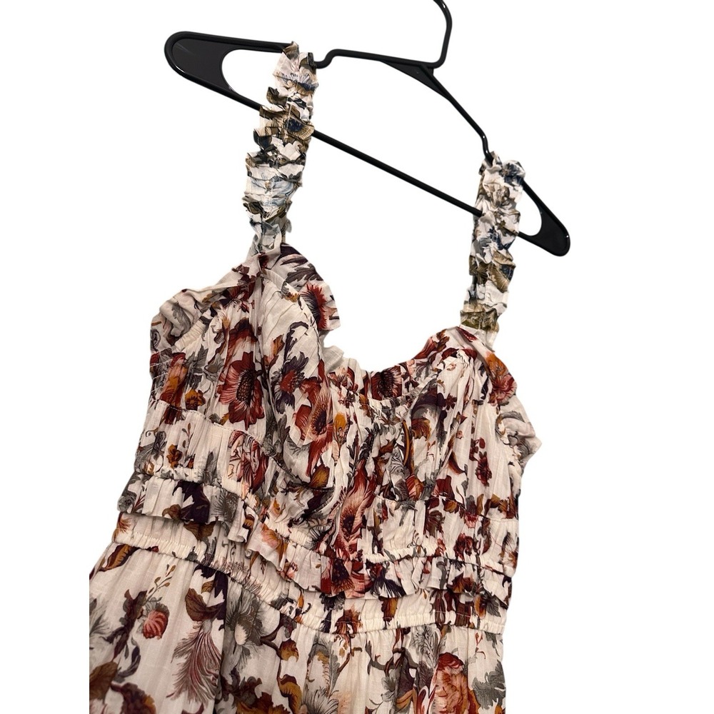 Anthropologie White Floral Tiered Maxi Dress with Red and Blue Accents - Picture 8 of 11